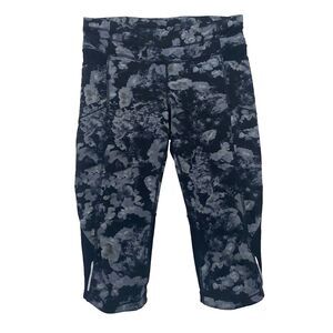 Athleta Women Small Capri‎ Leggings Pants Black Gray Camouflage Pull On Pockets